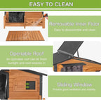 Dog House Outdoor with Porch Weatherproof Dog Kennel with Anti-Chewing Iron Frame Dog Shelter for Small Medium Dogs(Brown)