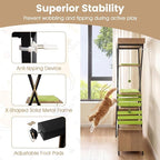 PETSITE 73-inch Tall Modern Cat Tree, Multi-Level Wooden Cat Tower with Scratching Pad, Multiple Platforms with Soft Removable Pads, Condo, and 3 Dangling Balls, Ideal for Indoor Cats (Natural)