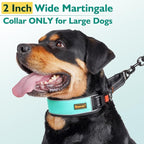 Mayerzon 2 Inch Wide Martingale Collar for Large Dogs, Patented No Pull Walking Training Dog Collar for Pitbull German Shepherd, with Buckle, Reflective Stitching, Neoprene Layer, Adjustable(Teal, M)