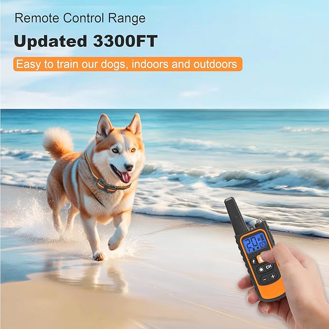 Dog Shock Collar with Remote,Dog Training Electric Collar 4200FT,IP67 Waterproof LED Light Electric Collar with Beep,Safe Shock,Vibration Modes for 8-120lbs Small Medium Large Dogs