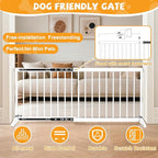 White Metal Dog Gate for Small Dogs - 17.7" Short Freestanding Puppy Gate with Retractable Sliding Rail, No Installation, Indoor/Outdoor Use, Foldable & Portable Pet Barrier