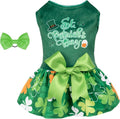 CuteBone St.Patrick's Day Dog Green Dress Velvet for Small Dogs Girl Puppy Dresses Clover Dog Clothes CVA13L-D