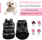 AOFITEE Dog Coat, Small Dog Coat Winter, Waterproof Dogs Jacket, Warm Fleece Dogs Snowsuit Pet Puffer Jacket, Windproof Pet Fleece Vest, Female Male Pets Cold Weather Coats Snow Jackets, Black, L