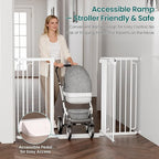 Cumbor 36" Extra Tall Baby Gate for Stairs, 30.4-56.8" Extra Wide Dog Gate Indoor, Dual Lock & Self-Closing Child Gate for Doorways, Hallways & Large Opening, Safety Baby Proofing for the House, White