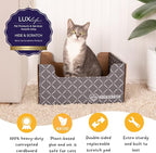 Hide & Scratch Cardboard Cat Scratcher Box & Bed - Dark Grey Diamond | Double-Sided Corrugated Pad for Indoor Cats | Refillable Scratching Board Toy for Play & Furniture Protection