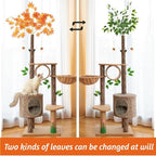 61 inches high, 6-Layer Platform Pets Cat Tree cat Tower for Indoor cat with Leaves,Sisal-Covered Scratching Post and Condo