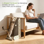 Cat Scratcher, 22.7’’ L-Shaped Cat Scratching Board for Indoor Cats, Large Cardboard Cat Scratcher with Ball Toy & Catnip, Double-Sided Cat Scratch Pad for Wall, Couch
