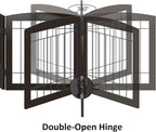 PAWLAND Free Standing Dog Gates for The House Stairs Doorways Indoor Foldable Wooden Small White Puppy Pet Gate Step Over Fence 60" W 24" H 3 Panels Espresso