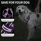 HEELE Dog Harness, No Pull Adjustable Padded Reflective Harness for Small Medium Large Dogs with Handle for Walking Training, Moon Night, L