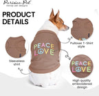 Parisian Pet Dog Shirt - 100% Cotton Peace Love Shirts for Large Dogs - Sleeveless Pet Clothes - Lightweight Dog T Shirts - Breathable Puppy Clothes - Stretchy Unisex Dogs Apparel