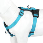 Plutus Pet Adjustable No Pull Dog Harness with Leather Accents, Heavy Duty Reflective Nylon Vest for Training, Hiking, Easy Walk Harness for Small, Medium, Large Dogs (Light Blue, S)