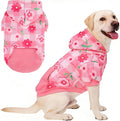 KOOLTAIL Spring Dog Hoodie Pet Clothes Sweater with Hat and Pocket for Medium Large Size Dogs Outdoor Picnic Camping, Insect Protection Anti-Hair Loss, Soft Fleece Dog Hooded Sweatshirt,Pink Flower XL