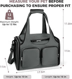 Dog, Cat Carrier for Pets Up to 12 Lbs, Airline Approved Collapsible Soft-Sided Pet Travel Bag with Locking Zippers, Breathable Mesh and 4 Large Pockets, Removable Fleece Pad (Dark Grey)