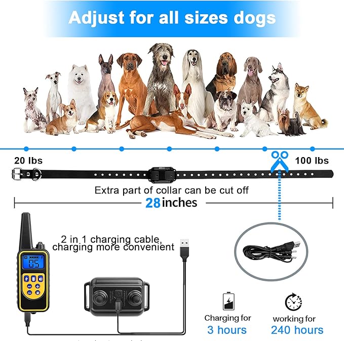 Dog Training Collar Shock Collars for Dogs with Remote 2600 Ft Remote Control Range 4 Modes Beep Vibration Shock Built-in Bright Led Light Rechargeable Waterproof (Yellow, for 3 Dogs)