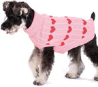 KOOLTAIL Valentine's Day Dog Sweater Turtleneck, Cold Weather Pullover Classic Knitwear, Heart Pattern Thick Warm Winter Pet Clothes, Cable Knit Sweater for Small Medium Large Dogs Girl Boy, Pink ML