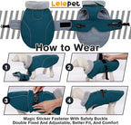 Lelepet Warm Dog Coats for Extra Large Dogs Waterproof Dog Winter Jacket Reflective Pet Fleece Vest Windproof Cold Weather Coats with Adjustable Buckle & Leash Hole, Dark Green, XXXL