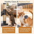 DORTALA Cat Tree for Indoor Cats, 44" Modern Cat Tower with Top Perch, Condo, Hammock, Sisal Scratching Posts, Dangling Balls, Platforms, Multi-Level Pet Climbing Furniture Playground (Grey)