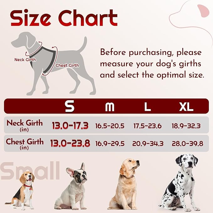Eagloo Dog Harness Small Sized, Easy Wearing with 3 Buckles, Adjustable No Pull Pet Harness with 2 Rings for Walking, No Chock Reflective Soft Padded Vest with Control Handle, Black & Red, S