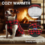 VIVAGLORY Softjoy Dog Coat, Dog Jacket for Winter & Christmas, Coat with Harness Hole, Reversible Plaid Checkered Warm Fluffy Heavy Duty for Puppy, XS, Red Black