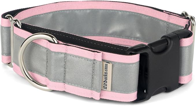 If It Barks - 1.5" Reflective Martingale Collar with Quick Snap Buckle for Dogs - Adjustable - Made in USA - Strong, Durable, and Comfy - Ideal for Training - Fits Most Breeds - Small, Pink