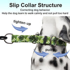 Dog Collar Martingale with Buckle Adjustable Nylon Tropical No Pull Anti Escape Training Dog Collars (Palm Leaf, Small)