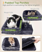 Globlazer Heavy Duty Cat Tree Tower 80in Tall Extra Large Cat Tree Tower for Multiple Indoor Cats Large Adult with Scratching Posts, 2 Spacious Condos, Padded Perches, Soft Hammock, S80B, Dark Grey