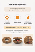 Kitty Curvels Style Transformable Cat Scratcher for Indoor Cats – Interactive Reversible Cat Scratching Pad, Durable Corrugated Cardboard for Furniture Protection（1PC）