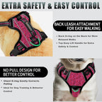 BARKBAY No Pull Dog Harness Large Reflective Dog Harness with Front Clip and Easy Control Handle for Walking Training Running with ID tag Pocket(Pink/Black,XS)