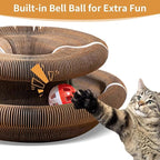 Kitty Curlz Cat Scratcher for Indoor Cats - Magic Organ Interactive Cat Toy with Bell Ball, Upgraded Durable Cardboard Scratching Board for Cats & Kittens, Anxiety Relief