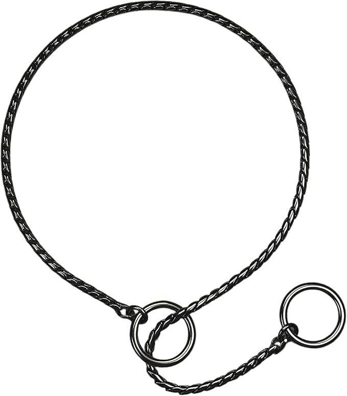 Dog Chain Collar, Metal Slip P-Link Training Heavy Duty Dog Choker Collar Puppy Collars for Small Medium Large Dogs, Black S