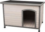 Trixie Natura Classic Dog House - Wooden Outdoor Shelter with Weatherproof Sealer, Hinged Roof & Adjustable Legs for Medium Dogs - Gray - 27 x 41 x 28.5 in