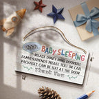 YZEXEZY Baby Sleeping Sign 6"x12" Do Not Knock or Ring Doorbell Wooden Hanging Sign for Front Door Nursery Home Bedroom-Do Not Disturb