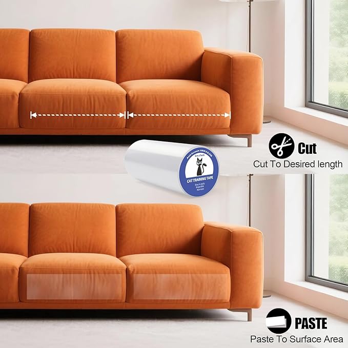 Cat Scratch Tape for Furniture, 118'' x 8.2'' Extra Wide Anti Scratch Tape, Single Sided Clear Protective Film to Stop Cats & Dogs Scratching Sofa, Couch, Doors, Walls & Car Interiors
