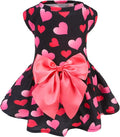 PUPTECK Print Dog Spring Dress Pet Costumes Apparel with Cute Bowtie Puppy Clothes Outfit, Heart, M
