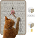 Cat Nail File Scratcher - Natural Sisal Scratch Mat with 80-Grit Aluminum Oxide, Adhesive Sheets & Expansion Screws for Secure Wall/Floor Mounting, Ideal for Trimming Cat Claws (13.38×16.53)