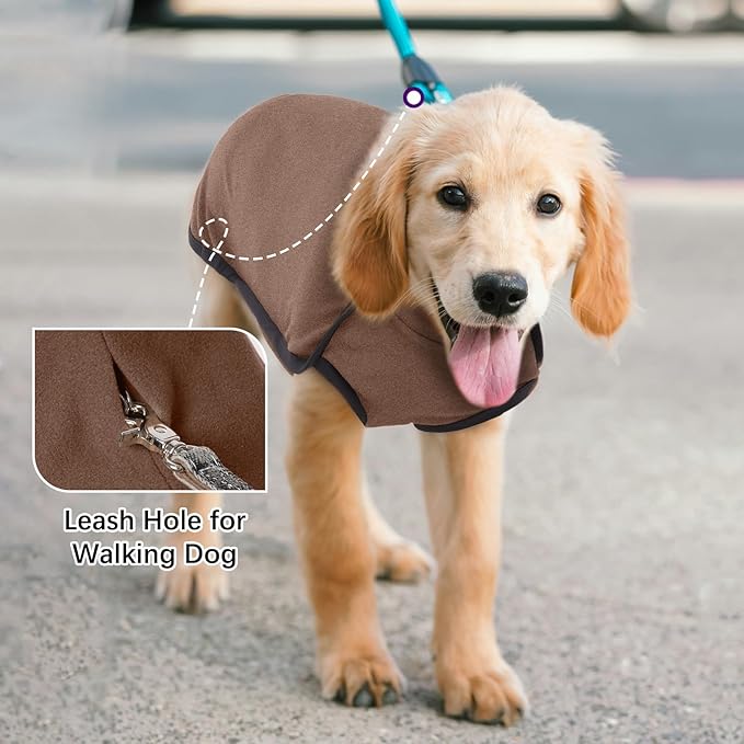 ROZKITCH Warm Dog Sweaters for Small Dogs Male Female, Pet Windproof Warm Cold Weather Jacket Vest Cozy Jumpsuit Apparel Outfit Clothes for Walking Hiking Travel Sleep Brown XS