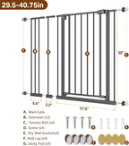 InnoTruth 29.5–40.75" Baby Gate for Stairs, 30" Tall Dog Gates for Doorways & Hallways, Safety Gate for Kids & Pets, Pressure-Mounted Walk-Through with Dual Lock & 2-Way Swing, Black