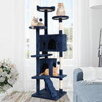Cat Tree with Scratching Post,Cat Tower House for Indoor Large Adult Cats Kittens,21x21x70in Multi-Level Activity Cat Cando Furniture,Blue
