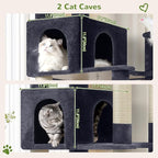 Globlazer Heavy Duty Cat Tree, 81 inch Extra Large Cat Tree for Indoor Cats Large Adult, Sturdy Cat Tower with 8 Scratching Post, 2 Cat Condos, 2 Platform, S81C, Dark Grey