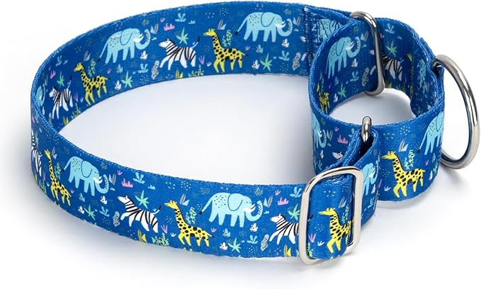 Wide 1.5 Inch Martingale Dog Collar - No Pull & Escape Proof Training Collar for Large Dogs, Adjustable Thick Slip Collar（Elephant L）