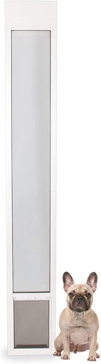 PetSafe Sliding Glass Pet Door - No-Cut DIY Install Doggy Door for Renters - Aluminum Frame - Adjustable Height 75 7/8" to 80 11/16" - Ideal for Medium Dogs Up to 40 lb - White