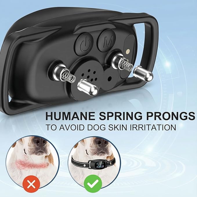 2in1 Bark Collar for Large Medium Small Dogs Shock Collar Smart Rechargeable Anti Stop Barking Device Training Collar Automatic and Manual Mode with Remote Tag Beep Vibrartion Shock for All Breeds