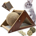 Rabbit Scratching Pad Cardboard, Natural Sisal Bunny Scratch Ball 2-in-1 Rabbits Enrichment Toys Pet Scratcher Interactive Toy for Indoor Bunnies Ferrets Chinchillas Small Animals
