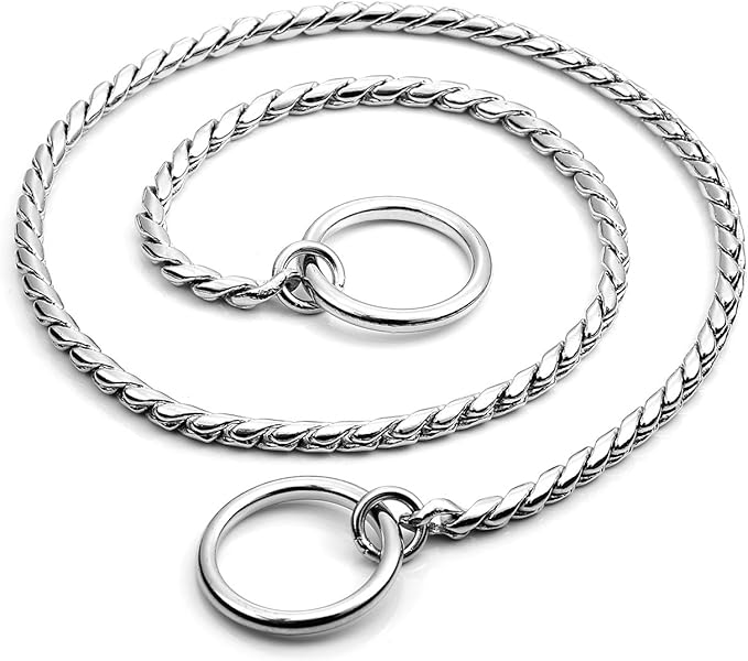 Mogoko Stainless Steel Dog Choke Chain Collar, Puppy Metal Snake Chain Pet Show Slip Collar Choker for Training Walking (Silver;20.0"*4.0mm)