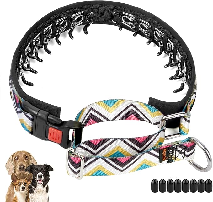 Mayerzon Martingale Dog Prong Collar for Pulling, Personalized Vintage Slip Pinch Collar with Buckle for Large Medium Small Dogs for Walking Training and Festivals(L, Vintage)