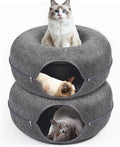 Cat Caves for Indoor Cats, Large Cat Tunnel for Multiple & Large Cats, Scratch Detachable Peekaboo Cat Cave Bed, Kitten Donut Kitty Hideaway Up to 45 Lbs