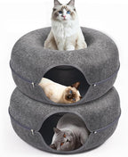 Cat Caves for Indoor Cats, Large Cat Tunnel for Multiple & Large Cats, Scratch Detachable Peekaboo Cat Cave Bed, Kitten Donut Kitty Hideaway Up to 45 Lbs