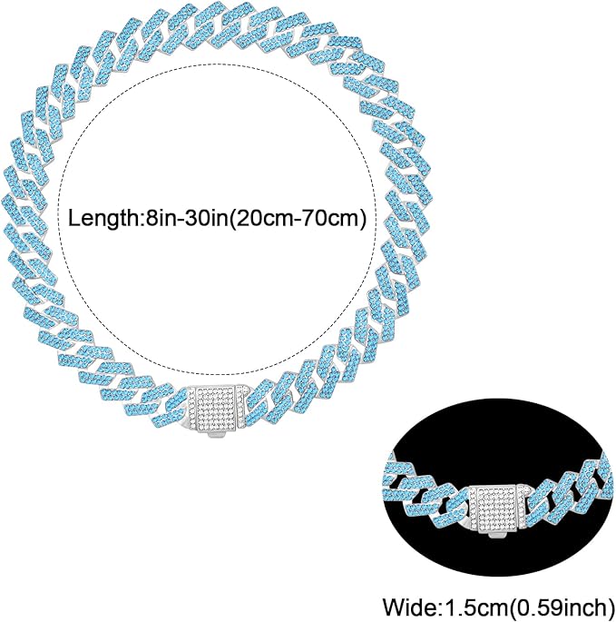 Metal Diamond Dog Chain Dog Training Chain with Secure Buckle Pet Collars for Large Medium Dogs