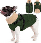 Queenmore Dog Coat, Dog Coats for Small Dogs, Doggy Winter Jacket with Zipper On Back, Waterproof Pet Jacket with Harness Built in, Pet Puffer Coat for Bichon, Schnauzer, Yorkie, ArmyGreen S
