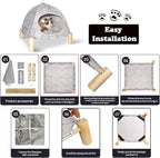 2-in-1 Elevated Cat Tent Cat House, Quick Assembly and Disassembly, Portable Indoor/Outdoor Cute Cat Bed Cave-White Diamond Pattern